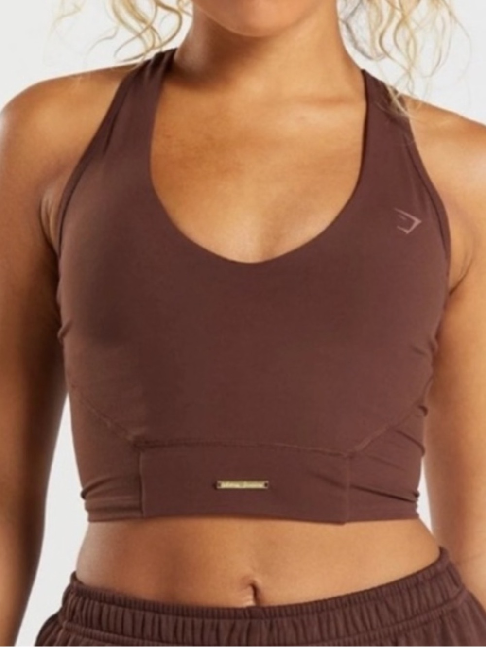 Gymshark Brown Scoop Neck Longline Sports Bra